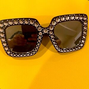 Black Rhinestone Embellished Sunglasses